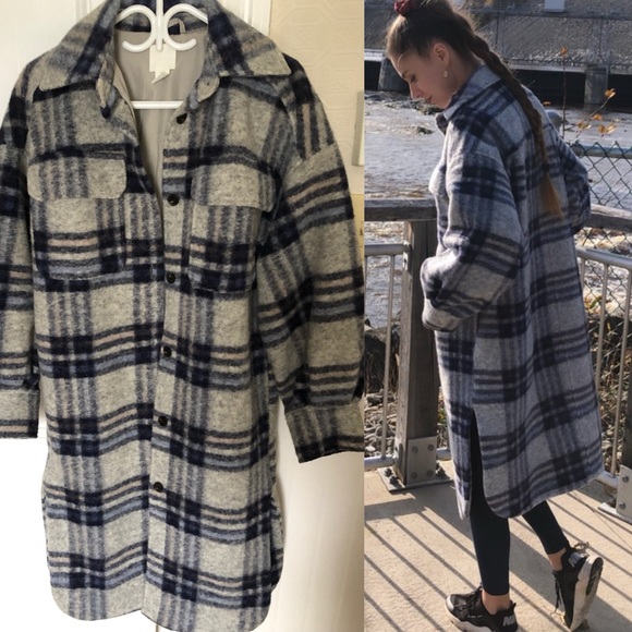 H&M Jackets & Blazers - H&M Oversized plaid jacket long coat size XS-S